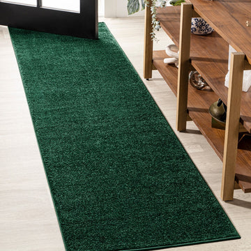 Haze Solid Low-pile Area Rug Emerald